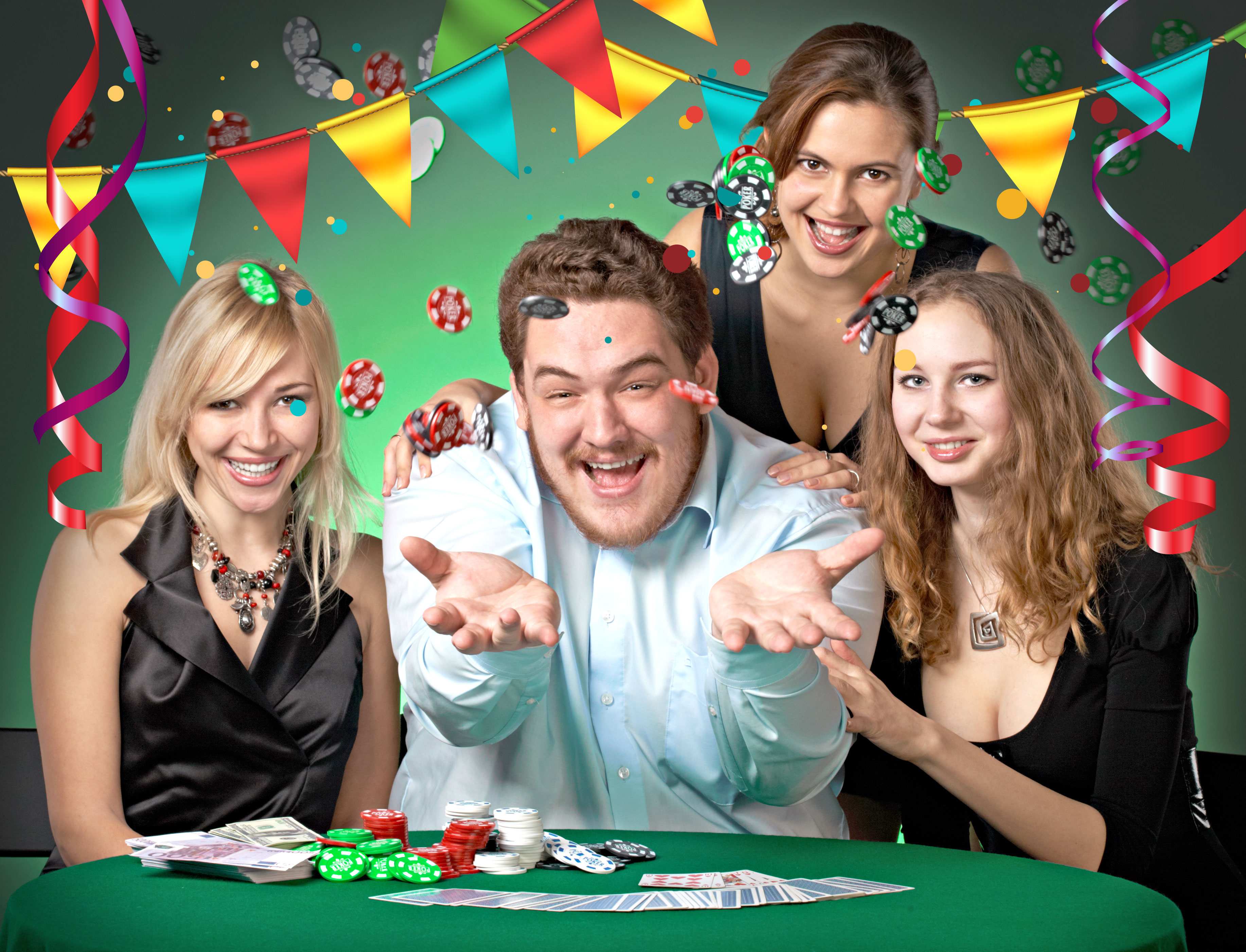 photo on group having fun on casino tables